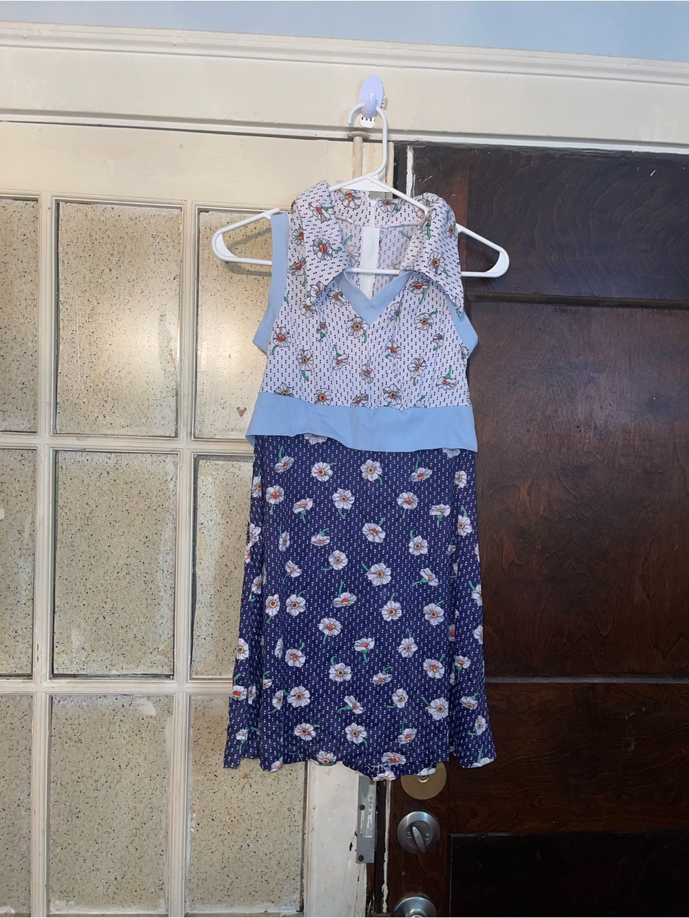 Vintage Light Blue Floral Sleeveless Kids Dress - Sz L